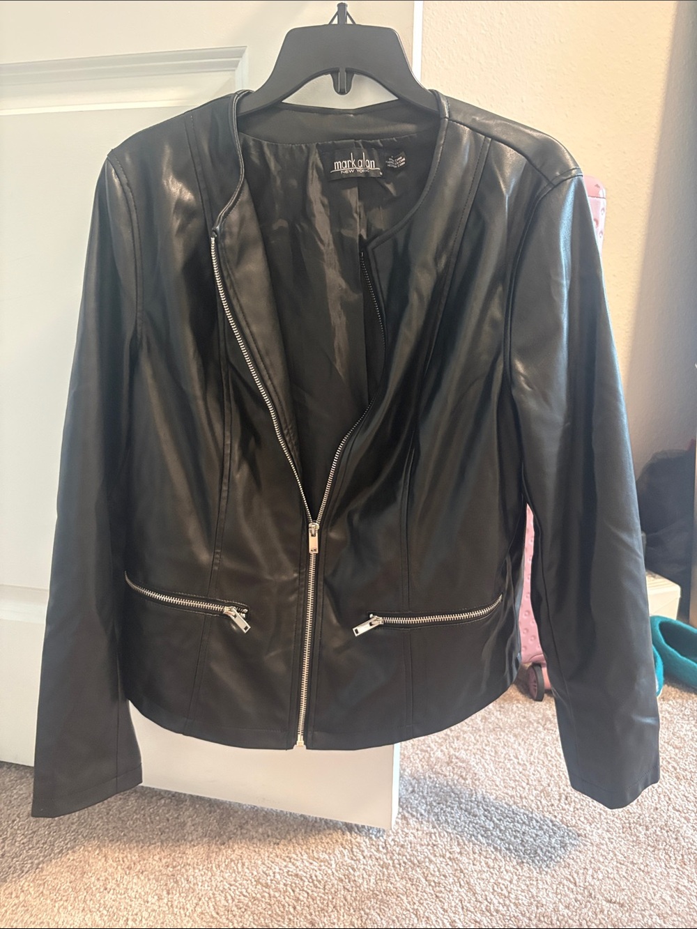 Faux Leather Zip-Front Moto Jacket